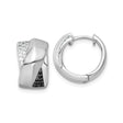 Sterling Silver Hoop Earrings with Black and White Cubic Zirconia, Twisted Modern Design