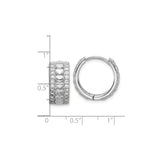 Sterling Silver Heart Hoop Earrings with Cubic Zirconia Accents, Rhodium Plated