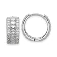 Sterling Silver Heart Hoop Earrings with Cubic Zirconia Accents, Rhodium Plated