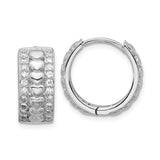 Sterling Silver Heart Hoop Earrings with Cubic Zirconia Accents, Rhodium Plated