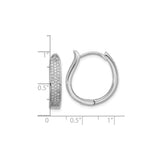 Sterling Silver Hoop Earrings with Cubic Zirconia, Rhodium Plated Huggie Style for Women