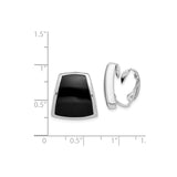 Sterling Silver Clip On Earrings Black Onyx Inlay Trapezoid