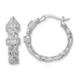 Sterling Silver Hoop Earrings with Cubic Zirconia, Braided Rope Design, Rhodium Plated