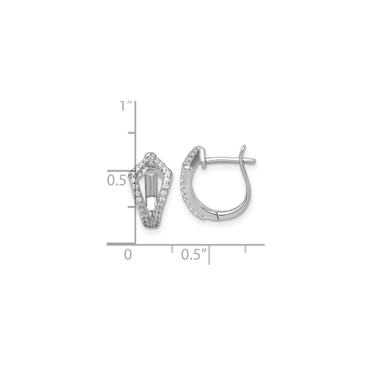 Sterling Silver Hoop Earrings with Cubic Zirconia, Geometric Teardrop Design for Women