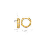 Sterling Silver Hoop Earrings with Cubic Zirconia, Gold-Plated Bamboo Style, Geometric Textured Design