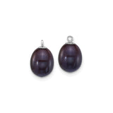 Sterling Silver Drop Earrings with Interchangeable Cultured Freshwater Pearls, Black and White Dangles