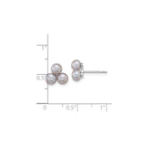Sterling Silver Stud Earrings with Lavender Freshwater Pearls, Rhodium Plated Cluster Design