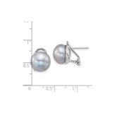 Sterling Silver Lilac Pearl Button Stud Earrings Rhodium