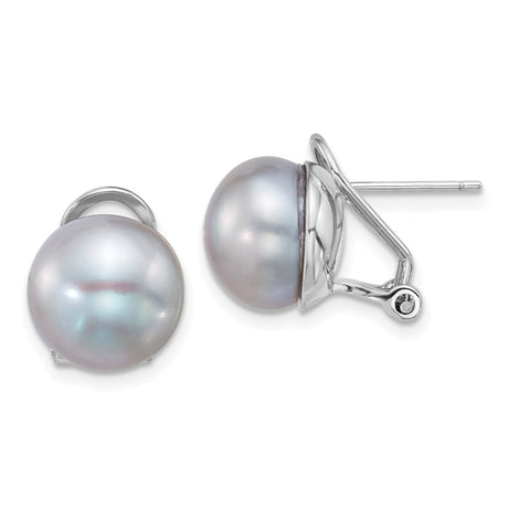 Sterling Silver Stud Earrings with Round Lavender Freshwater Cultured Pearls for Women, Elegant Minimalist Button Style Design, Rhodium Plated, Timeless Jewelry for Formal or Everyday Wear