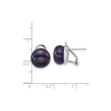 Sterling Silver Black Freshwater Pearl Studs Omega Backs
