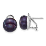 Sterling Silver Stud Earrings with Round Black Freshwater Cultured Pearls, Omega Backs, Minimalist Silver Jewelry for Women, Elegant Evening Studs, Formal Earrings, Refined Classic Pearl Style