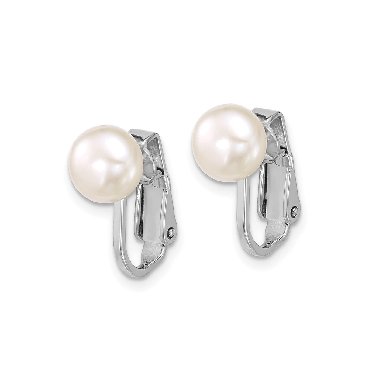 Sterling Silver White Pearl Clip On Earrings Non Pierced