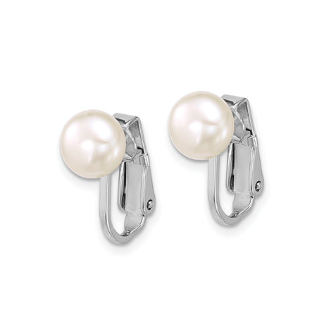 Sterling Silver White Pearl Clip On Earrings Non Pierced