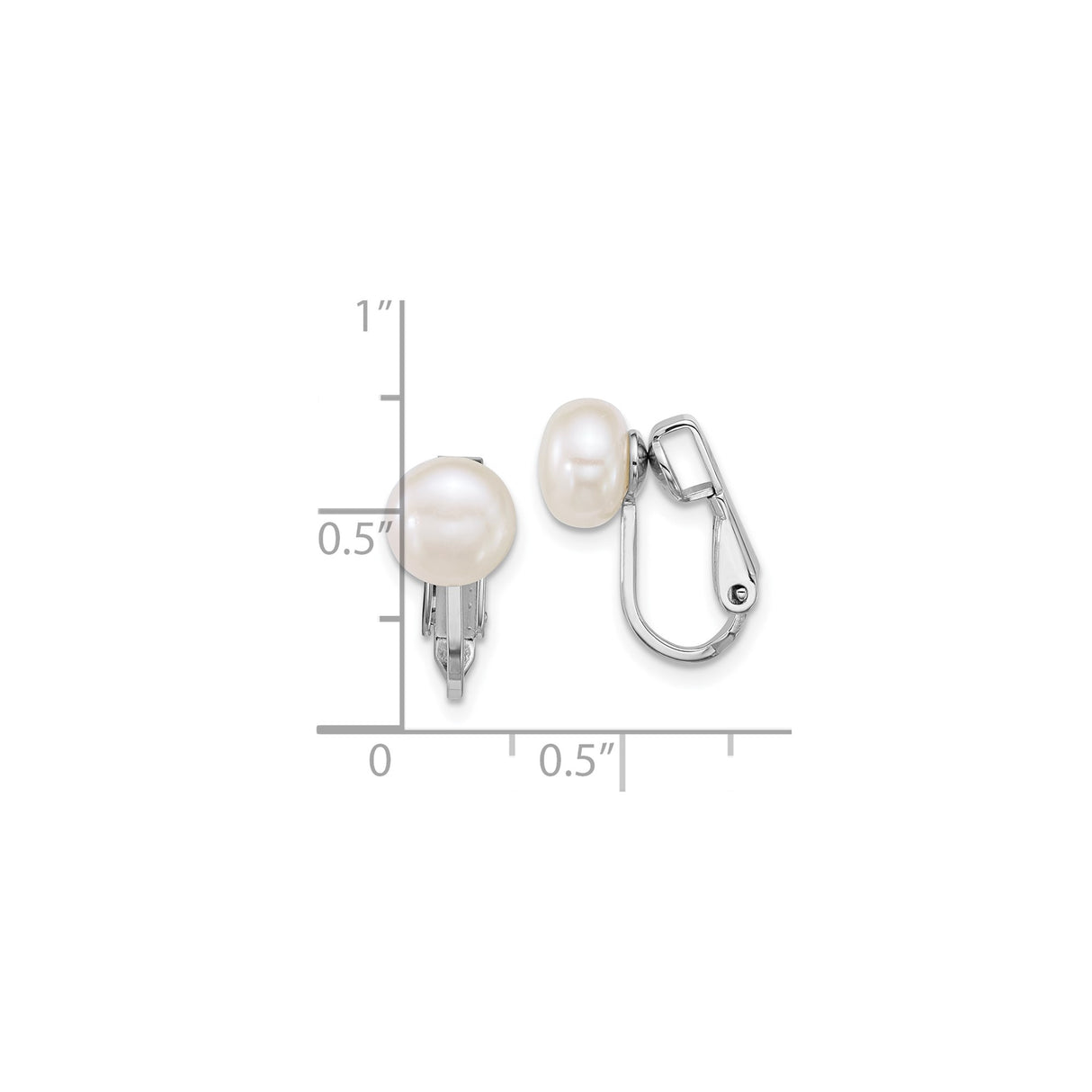Sterling Silver White Pearl Clip On Earrings Non Pierced