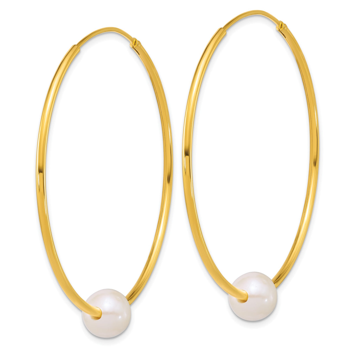 Sterling Silver Hoop Earrings with White Pearl Bead, Minimalist Modern Bridal Jewelry for Women