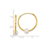 Sterling Silver Gold Plated Hoop Earrings with White Freshwater Pearls, Minimalist Style
