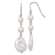 Sterling Silver Dangle Earrings with Baroque and Round Freshwater Cultured Pearls, Boho Bridal Style