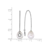Sterling Silver Threader Earrings with White Freshwater Pearl and Bezel Set Glass Accent