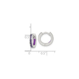 Sterling Silver Hoop Earrings with Channel Set Square Cut Cubic Zirconia, Modern Minimalist Style