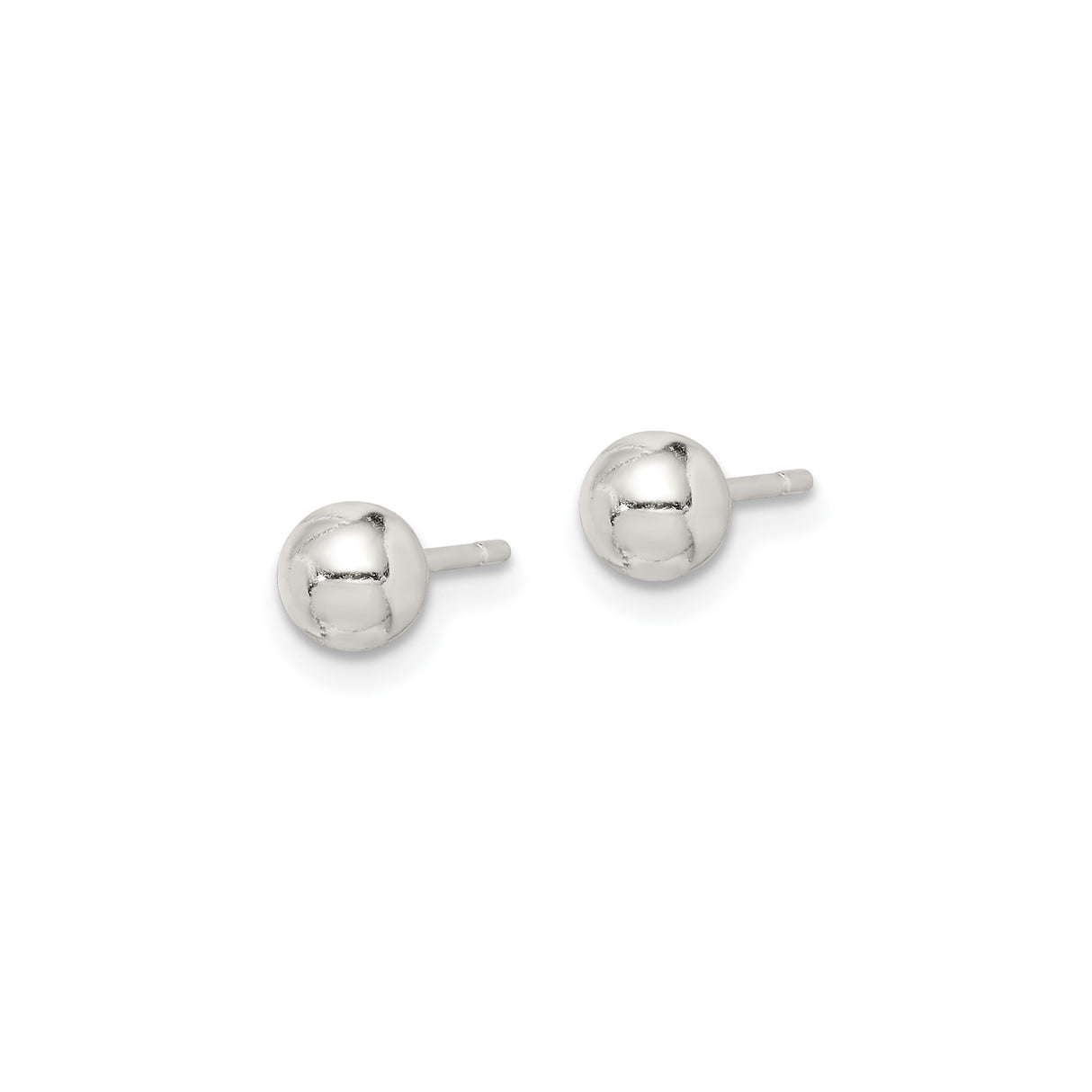 Sterling Silver Ball Stud Earrings, 5mm Smooth Round Polished Design, Classic Style for Women and Unisex