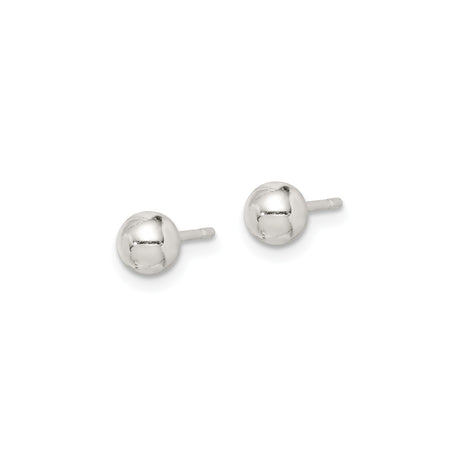 Sterling Silver Ball Stud Earrings, 5mm Smooth Round Polished Design, Classic Style for Women and Unisex