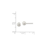 Sterling Silver Ball Stud Earrings, 5mm Smooth Round Polished Design, Classic Style for Women and Unisex