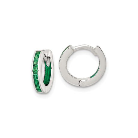 Sterling Silver Hoop Earrings with Channel Set Cubic Zirconia, Modern Sleek Design for Women