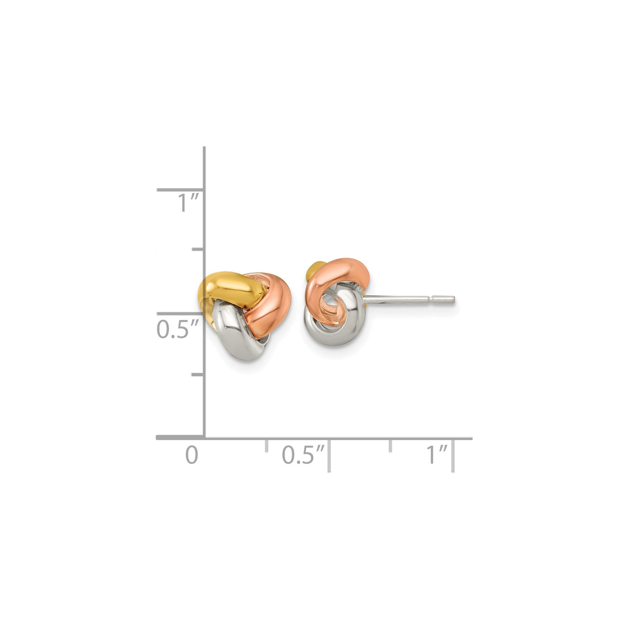 Sterling Silver Tri Color Love Knot Stud Earrings For Women