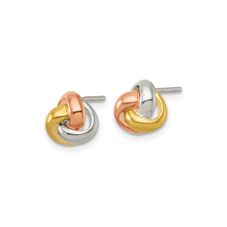 Sterling Silver Tri Color Love Knot Stud Earrings