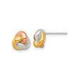 Sterling Silver Love Knot Stud Earrings with Tri-Color Interwoven Bands for Women