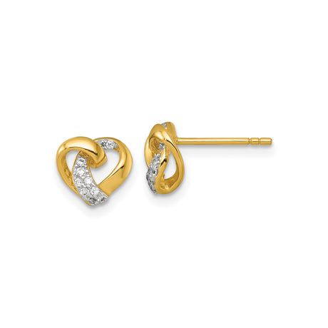 Sterling Silver Heart Stud Earrings for Women with Gold Plated Finish, Sparkling Cubic Zirconia, Interwoven Heart Design, Symbol of Love and Unity, Elegant Everyday Romantic Jewelry