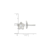 Sterling Silver Flower Stud Earrings with Cubic Zirconia, Five-Petal Floral Design