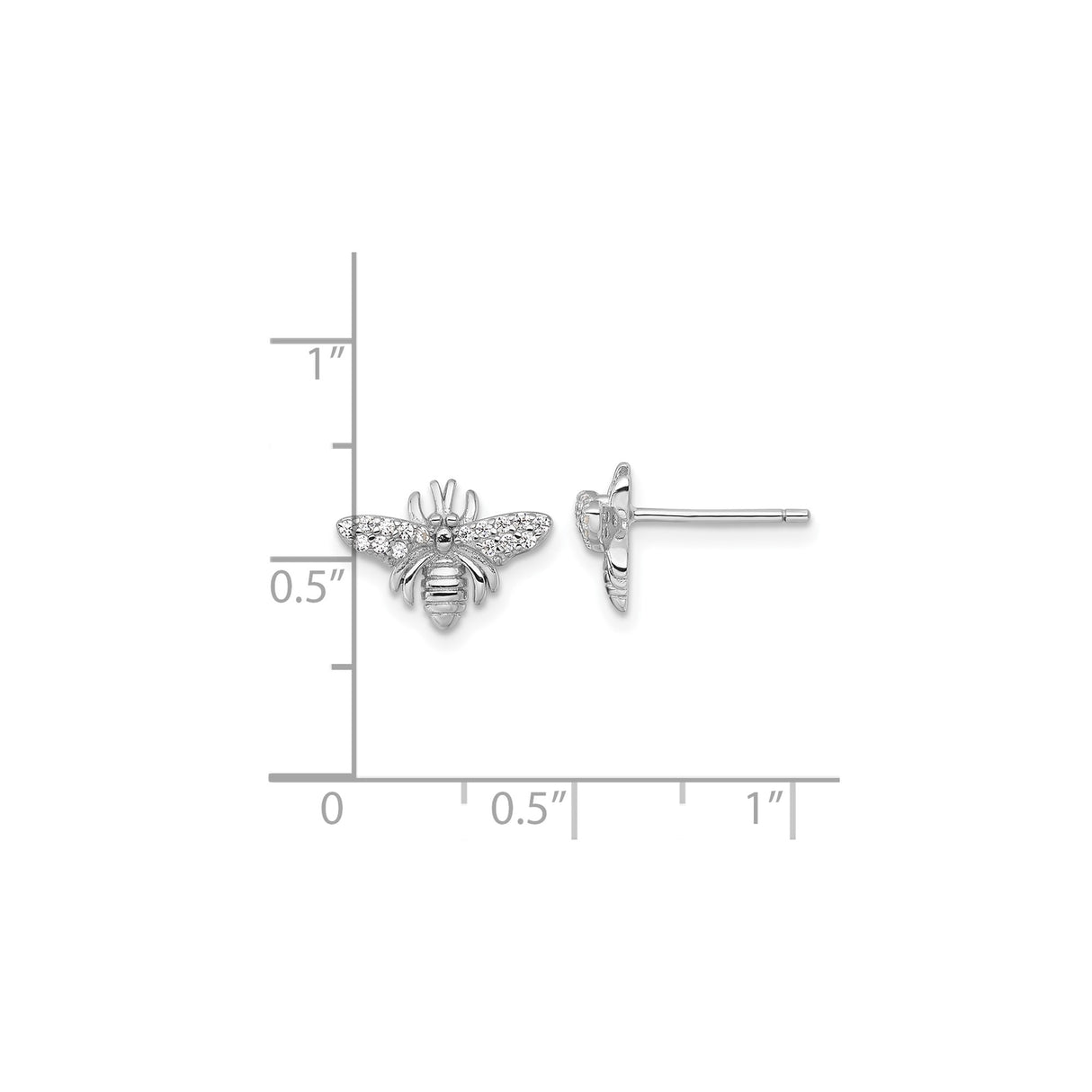 Sterling Silver Bee Stud Earrings with Cubic Zirconia Wings, Nature Inspired Jewelry for Women