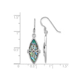 Sterling Silver Dangle Earrings with Marquise Abalone Inlay, Celtic Knot Design