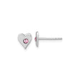 Sterling Silver Heart Stud Earrings with Pink Crystal Center for Women and Girls