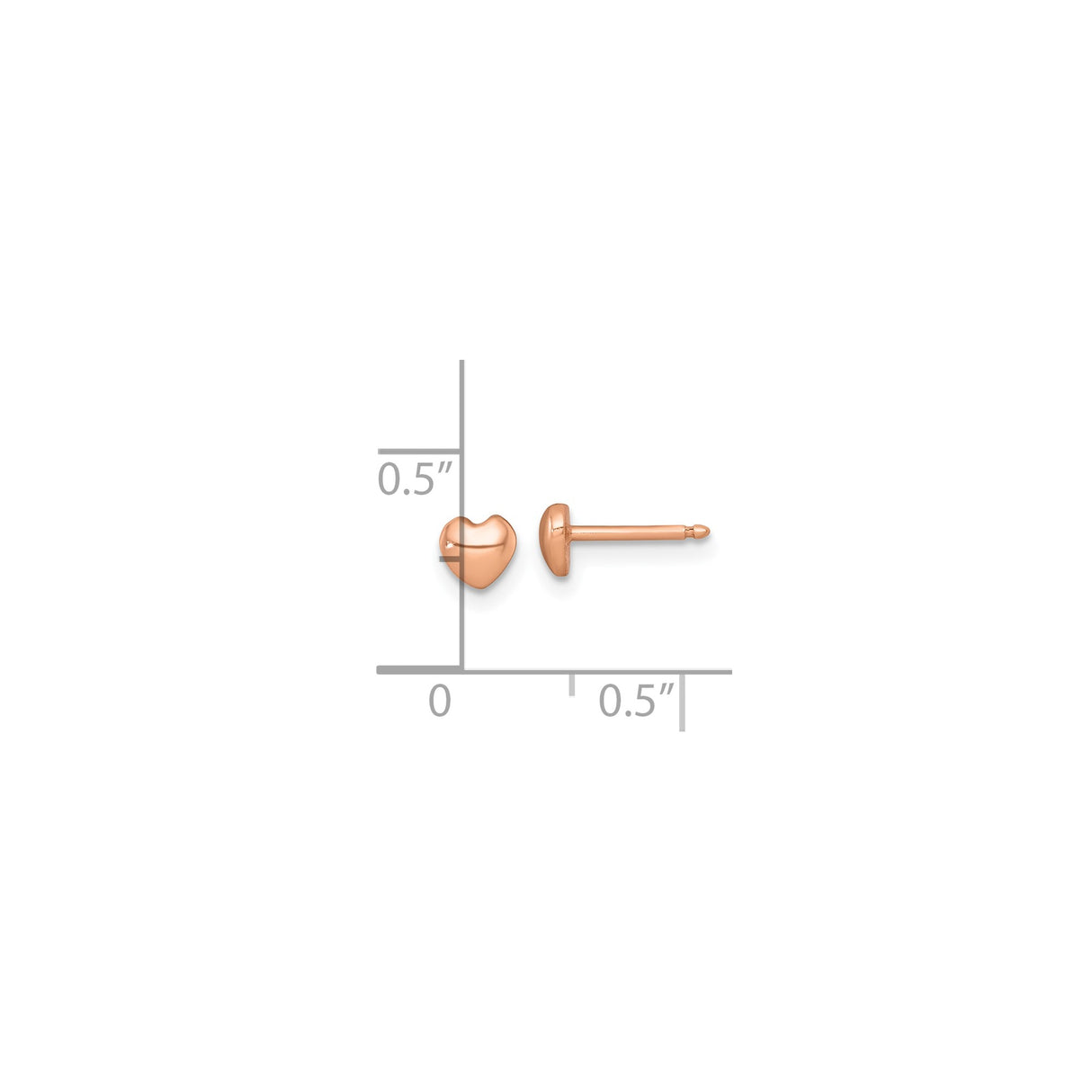 Sterling Silver Rose Gold-Plated Heart Stud Earrings, Minimalist Romantic Design for Women