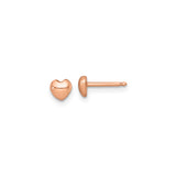 Sterling Silver Rose Gold-Plated Heart Stud Earrings, Minimalist Romantic Design for Women