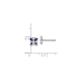 Sterling Silver Butterfly Stud Earrings with Purple Enamel Wings, Delicate Symbolic Jewelry for Girls or Women