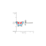 Sterling Silver Butterfly Stud Earrings with Red and Blue Enamel, Whimsical Nature Design for Women or Girls