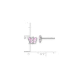 Sterling Silver Butterfly Stud Earrings with Pink Enamel Detailing for Girls