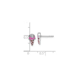 Sterling Silver Ice Cream Cone Stud Earrings with Cubic Zirconia and Enamel for Teens