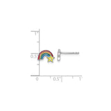 Sterling Silver Rainbow and Star Stud Earrings with Colorful Enamel for Girls