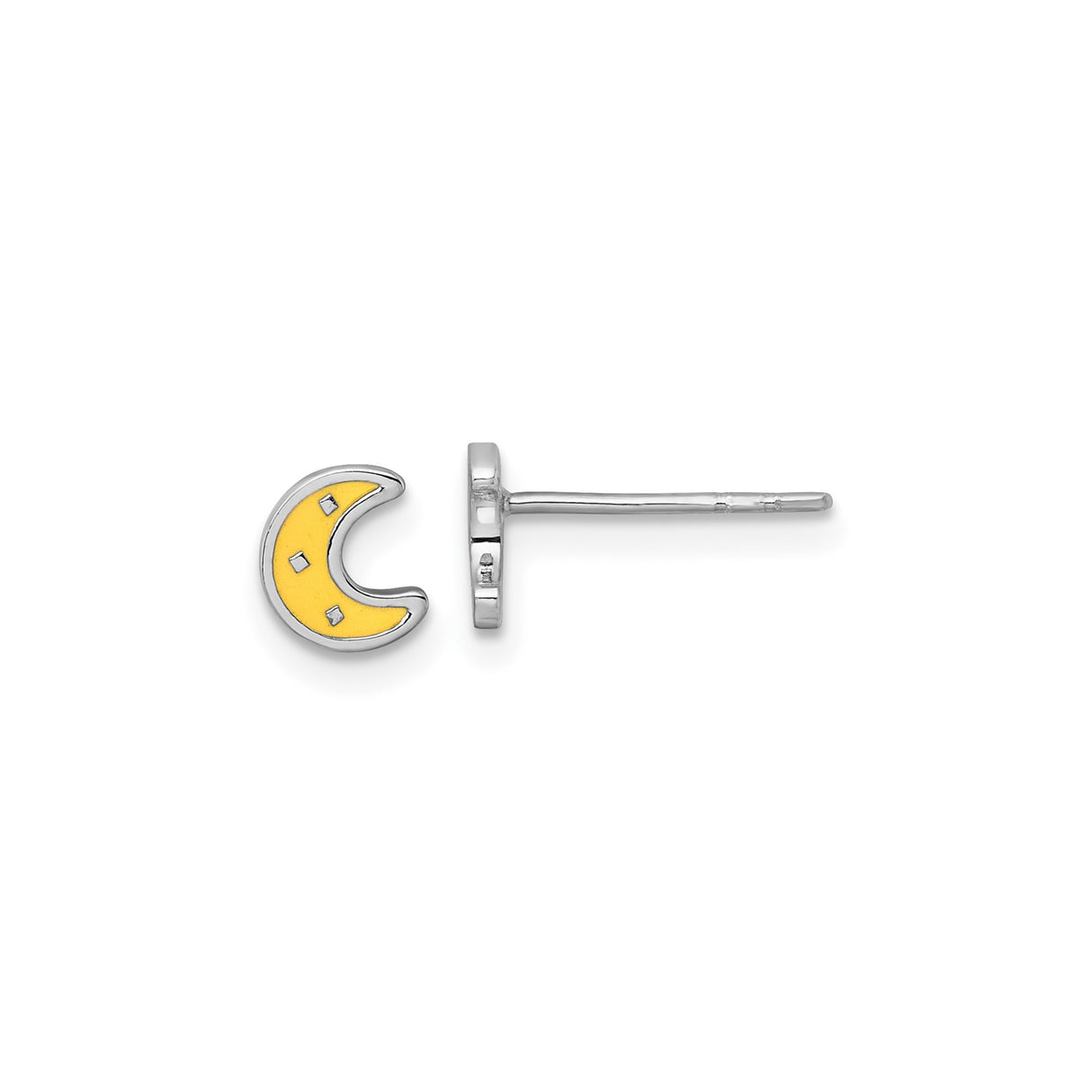 Sterling Silver Stud Earrings with Colorful Enamel Moon and Star Design, Mismatched Celestial Style