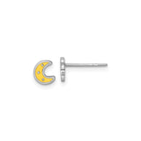 Sterling Silver Stud Earrings with Colorful Enamel Moon and Star Design, Mismatched Celestial Style