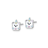 Sterling Silver Unicorn Bear Stud Earrings Pastel Enamel