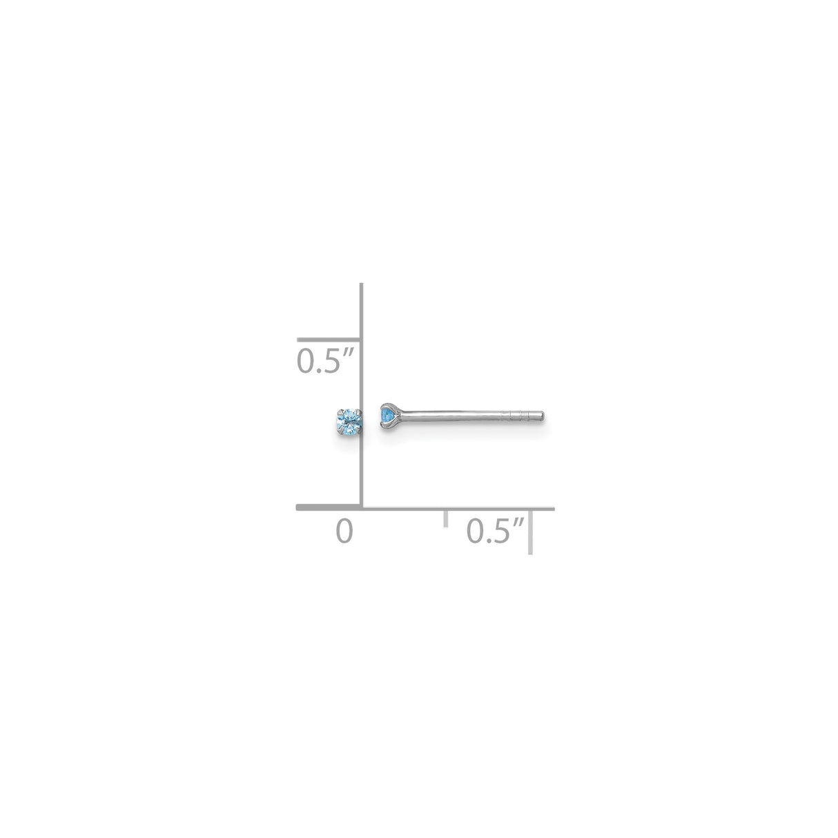 Sterling Silver Stud Earrings with Light Blue Cubic Zirconia, Round Cut Minimalist Design