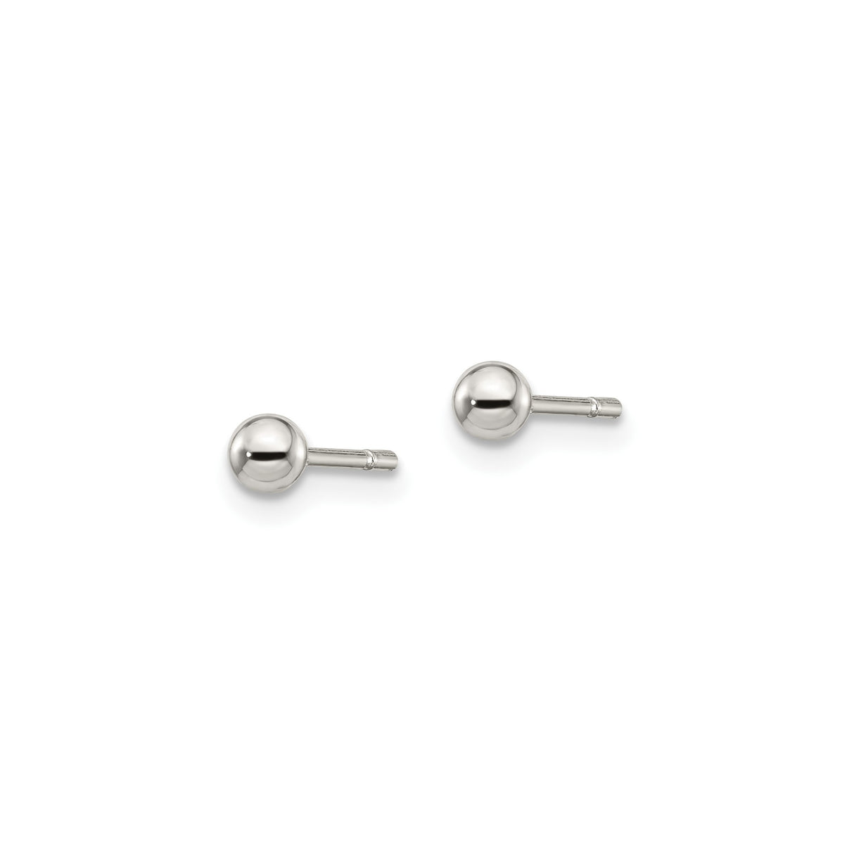 Sterling Silver 3mm Ball Stud Earrings, Polished Finish, Hypoallergenic Minimalist Jewelry