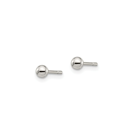 Sterling Silver 3mm Ball Stud Earrings, Polished Finish, Hypoallergenic Minimalist Jewelry