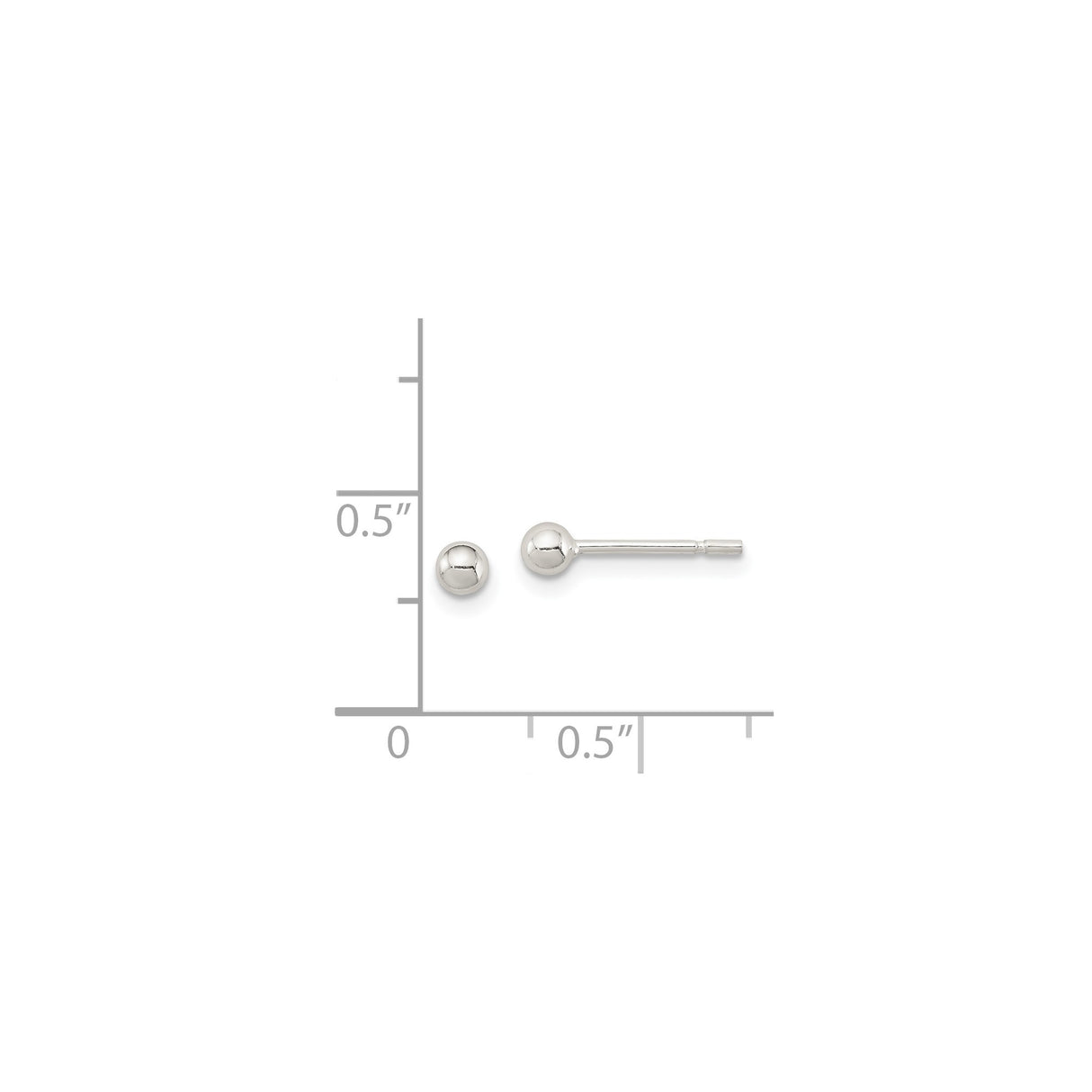 Sterling Silver 3mm Ball Stud Earrings, Polished Finish, Hypoallergenic Minimalist Jewelry