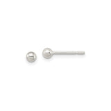 Sterling Silver 3mm Ball Stud Earrings, Polished Finish, Hypoallergenic Minimalist Jewelry